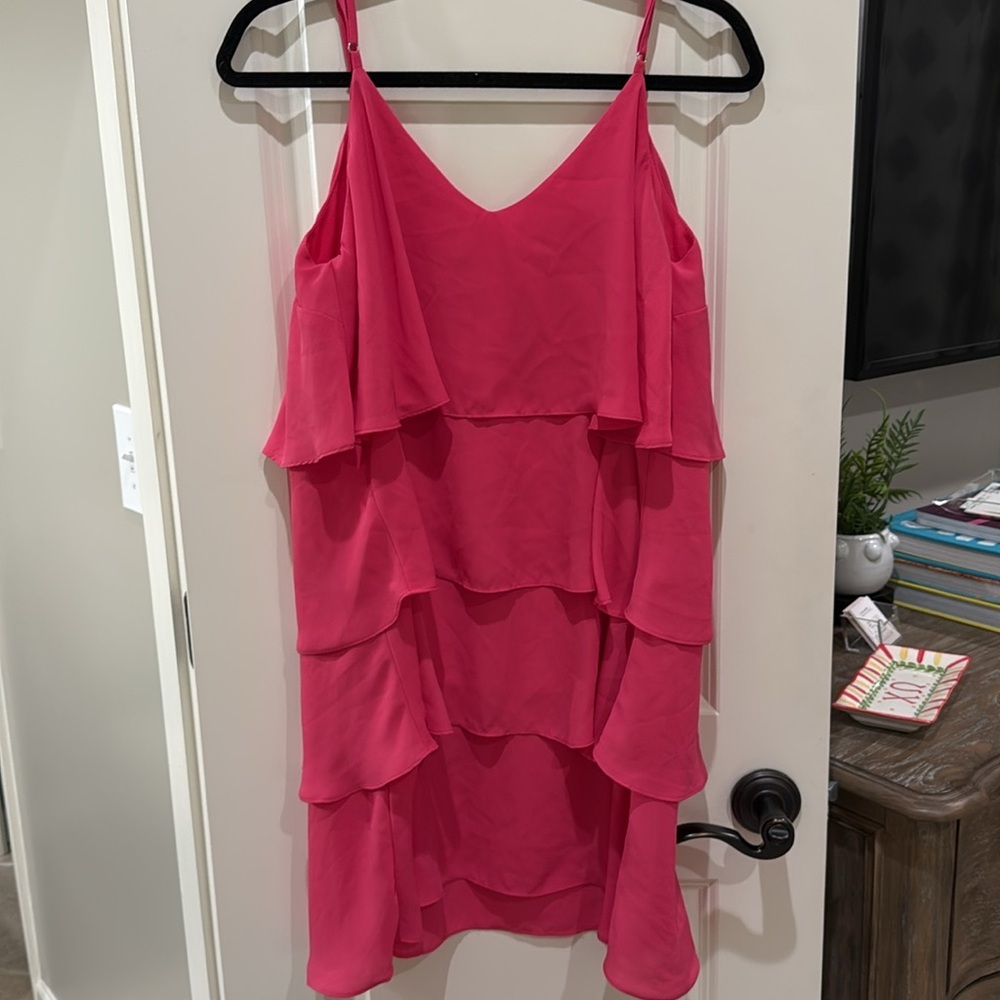 Pink Ruffled Tier Cocktail Dress - Picture 6 of 7